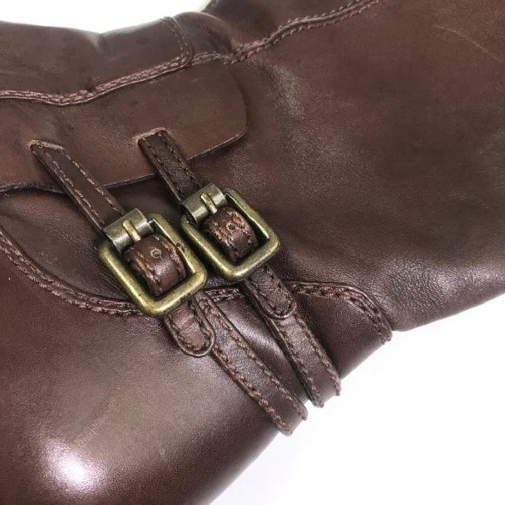 ECCO Tall Riding Boots Double Ankle Straps +Upper Strap w/ buckles Women’s 38